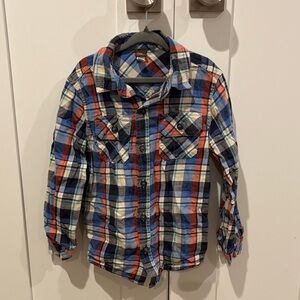 Tea Collection Blue and Red Plaid Button Down Shirt
